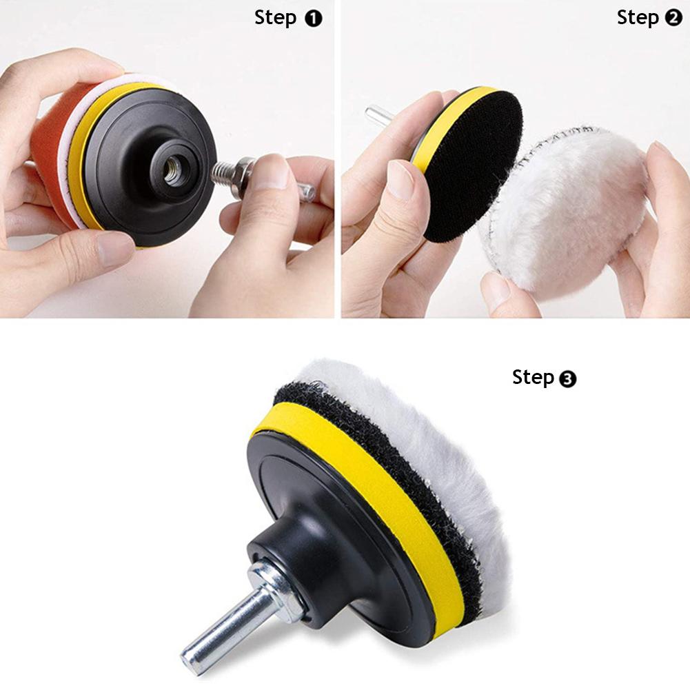 Автомобильный полировальный диск 1/11 шт./комплект самоклеящаяся полирующая губка для полировки воском 3-дюймовый шерстяной полировальный диск для автомобильного полировщика адаптер для дрели