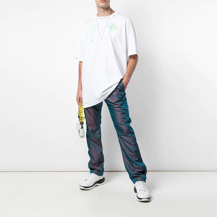 Off-White SS20 Полосатая футболка оверсайз с принтом стрелы Мужские топы Белые OMAA038R201850060145