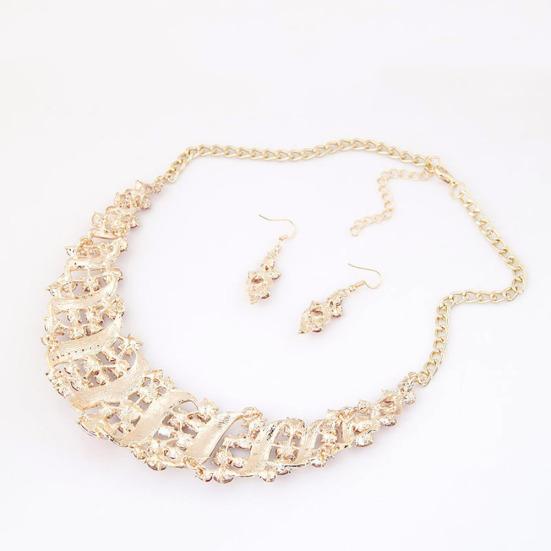 Цепочка с инкрустацией горным хрусталем, ожерелье, серьги-крючки, комплект ювелирных изделий для свадебной вечеринки