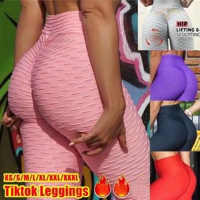 Знаменитые леггинсы Tiktok, женские брюки для йоги с высокой талией и подтяжкой ягодиц, леггинсы с подъемом ягодиц TIK Tok для тренировки, колготки больших размеров