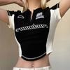 Сексуальные женские футболки для велоспорта, футболки с коротким рукавом и воротником на молнии для девушек, топы в стиле Y2K, черная модная женская одежда для вечеринок, спортивные футболки, топы для спортзала, женские активные футболки