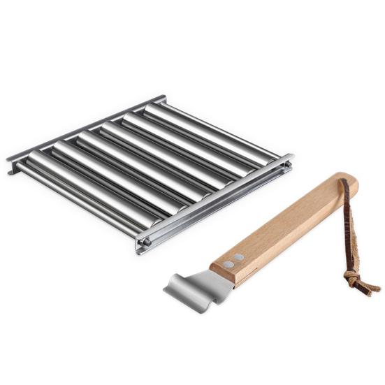 Hot Dog Roller Rack with Wooden Handle BBQ Sausage Roller Rack Steamer