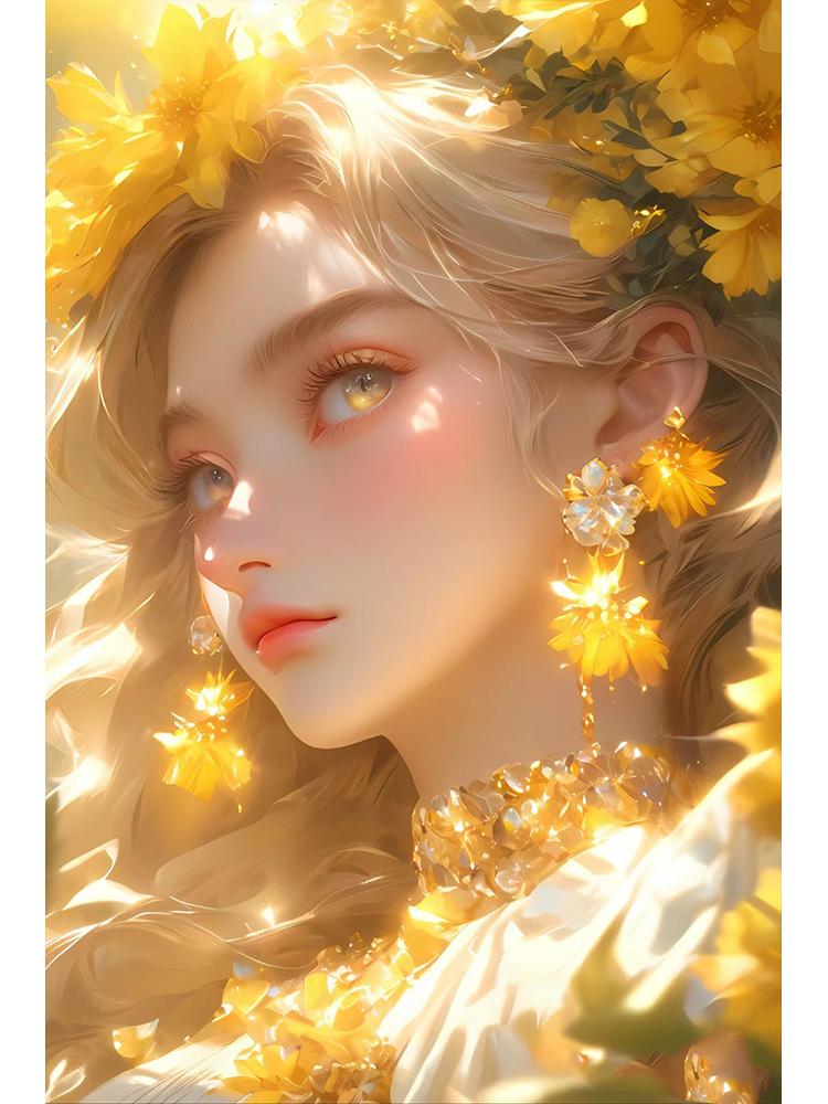 Diamond Painting Full Circle Square Flower Fairy 5DDiy Novel Mosaic Embroidery Cartoon Girl Cross Embroidery Set Home Decoration