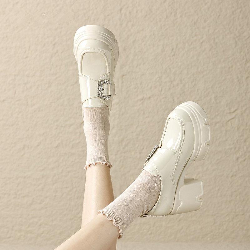 Мода Мода Круглый Носок Плоская Кожа Толстая Подошва Женские Лоферы 2025 Повседневные Однотонные Платформа Женские Балетки Zapatillas Mujer