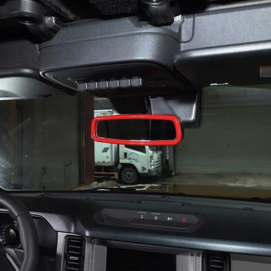 For -2024 Ford Bronco ABS Red Interior Inner Rearview Mirror Trim Ring Cover