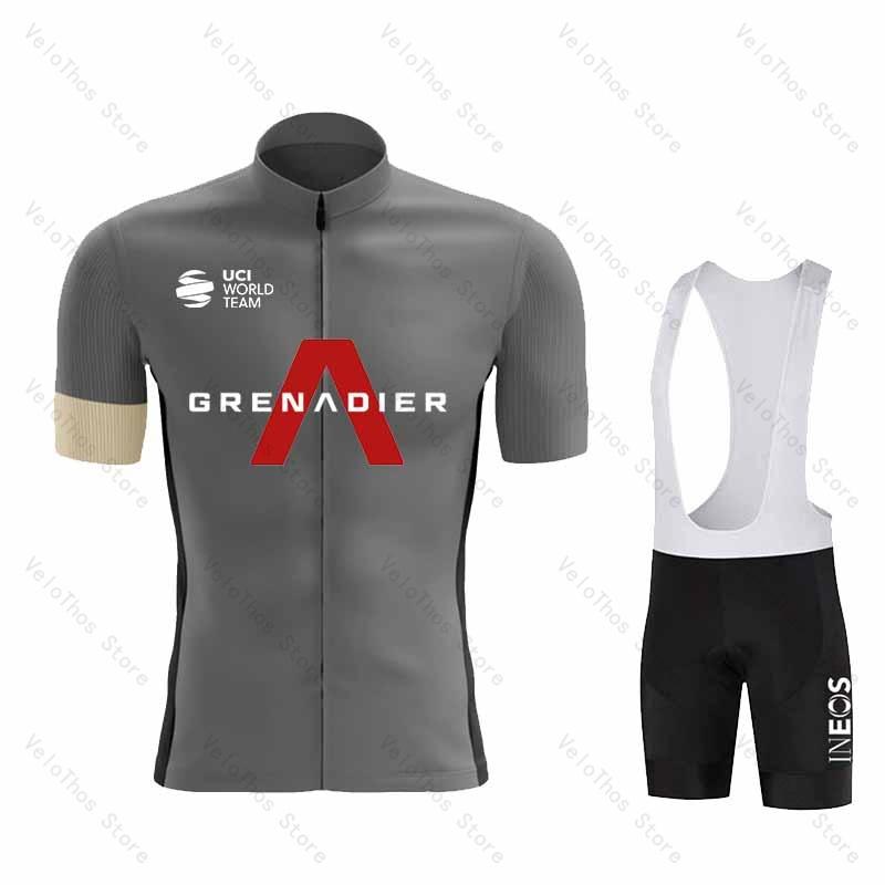 Ineos Grenadier Cycling Set Short Sleeve Jersey and Bib Shorts Pro Race Bicycle Clothing Suit Summer MTB Ropa Maillot Breathable