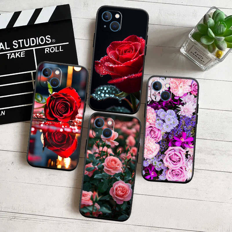 MH131 Чехол-накладка с цветами роз для iPhone 7 8 11 12 13 14 15 16 17 16E XS Pro Max XR X SE Air