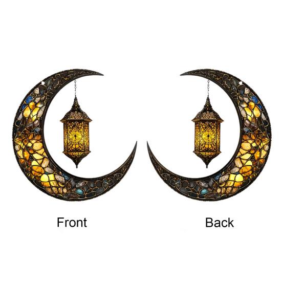 Crescent Moon Suncatcher 2D Stained Acrylic Sun Catcher Colorful Window Wall Hanging Ornament for Home Front Porch Garden Balcony