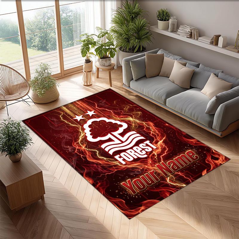 Nottingham Forest FC Printed Crystal Velvet Rug Non‑Slip Crystal Velvet Carpet For Sofa Bedroom Indoor Home Decoration