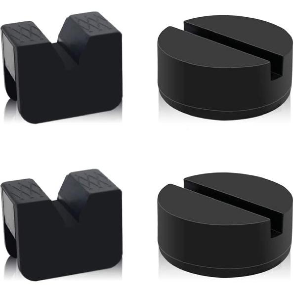 2 Types Jack Stand Pads Adapter 4 Ton Universal Rubber Slotted Frame Rail Pinch Welds Protector For Jack Stand (Black)