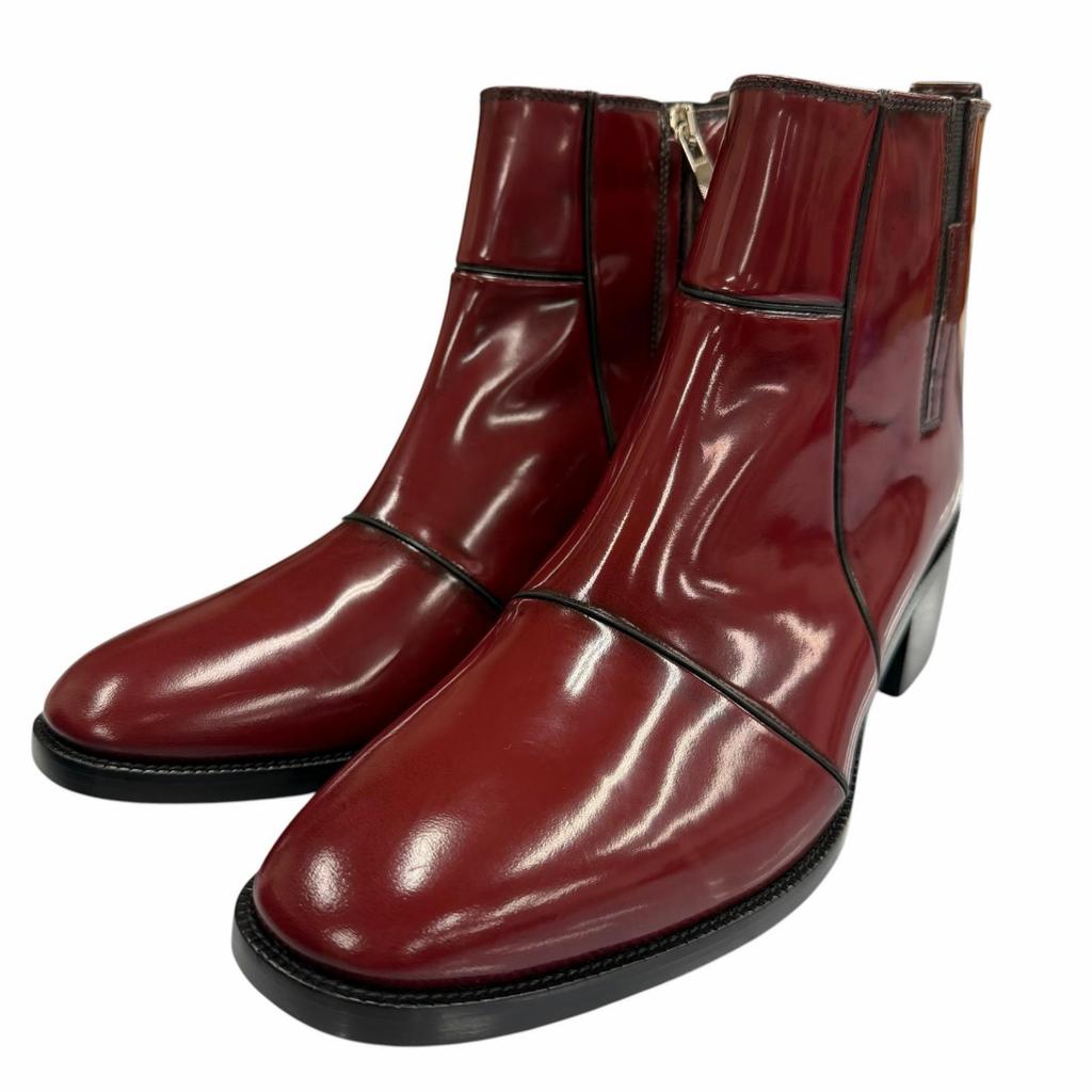 Pristine DIOR short boots HEEL BOOTS Red Patent leather mens Used