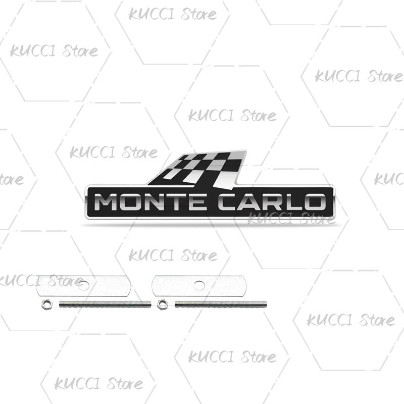 FSNK8 Alloy Metal Monte Carlo Racing Flag Grille Emblem Rear Trunk Badge Sticker For Skoda Fabia Octavia Kodiaq Superb VRS Kamiq Rapid