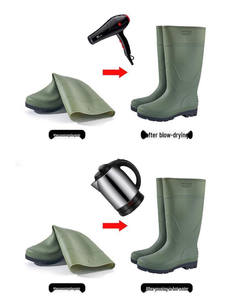 Мужские водонепроницаемые полусапоги, на флисовой подкладке, нескользящие, прочные резиновые ботинки.