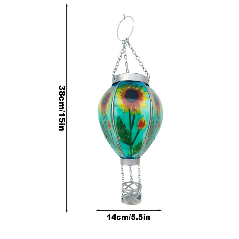 Solar Lanterns Solar Hot Air Balloon Lantern Flickering Flame Lights Chain Hook Hanging Waterproof Solar Lanterns For Yard Patio