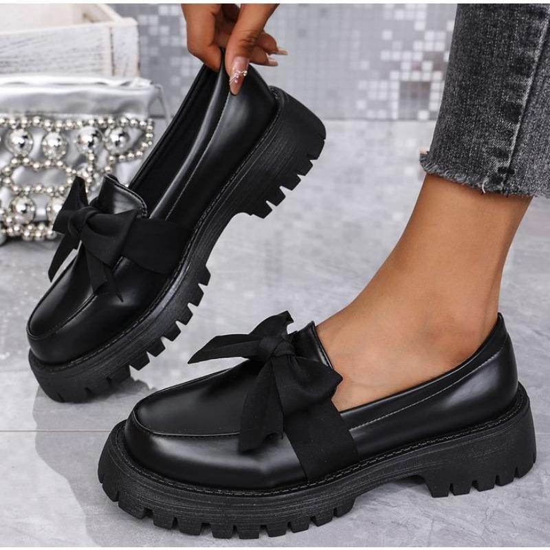 British Style Platform Loafers Women Plus Size Round Toe Single Shoes Woman Thick Bottom Pu Leather Shoes Mujer Mary Jane Shoes