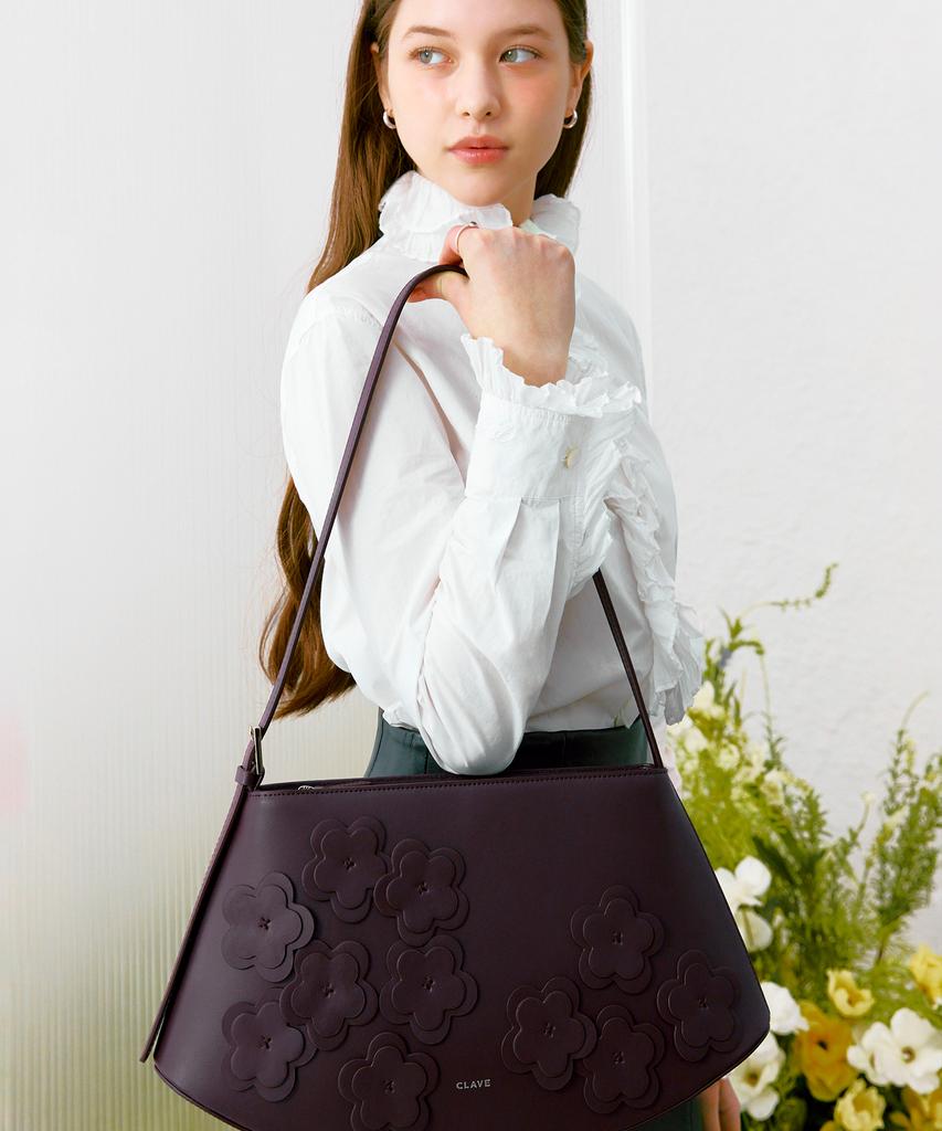 Clave Mia Flower Burgundy Tote Bag