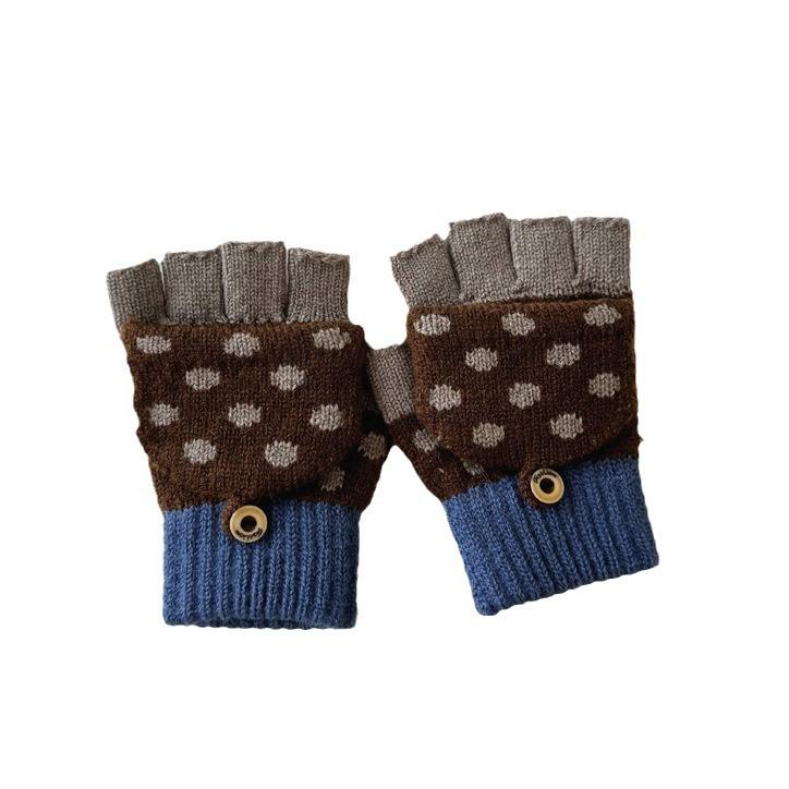 Children's Gloves Autumn and Winter Korean Version Girls Writing Flip Five Fingers Boys Keep Warm Half Fingers Going To School