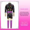 MiDee Abstract Colorful Hip Hop Dance Jumpsuit for Girls Children with Bow and Includes Separate Bra for Stage Performance