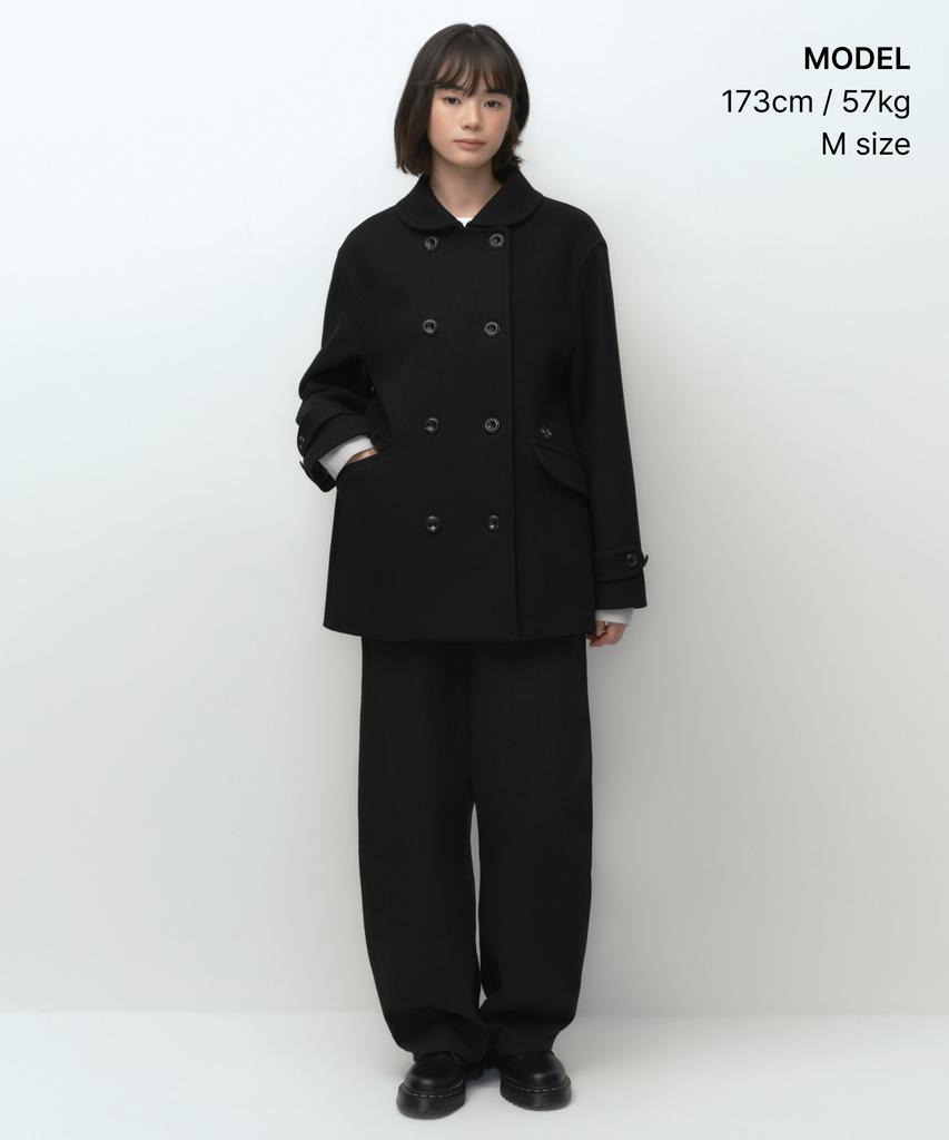 MUSINSA STANDARD WOMAN [Ohesio Collaboration] Cashmere Blend Double Half Coat [Black]