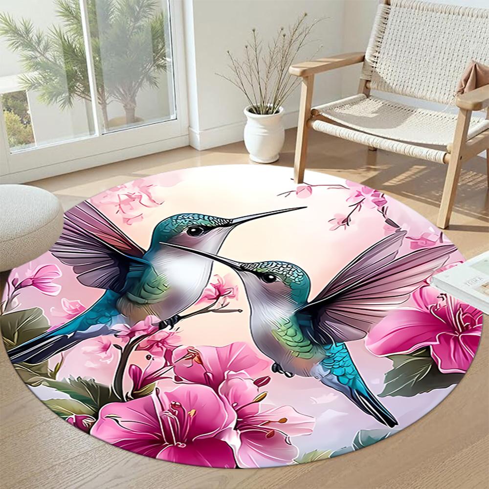 Bird Round Area Rug Suitable for Playrooms Decorate room Dormitory Dining Room Anti-slip Round Rug Decorate Offices