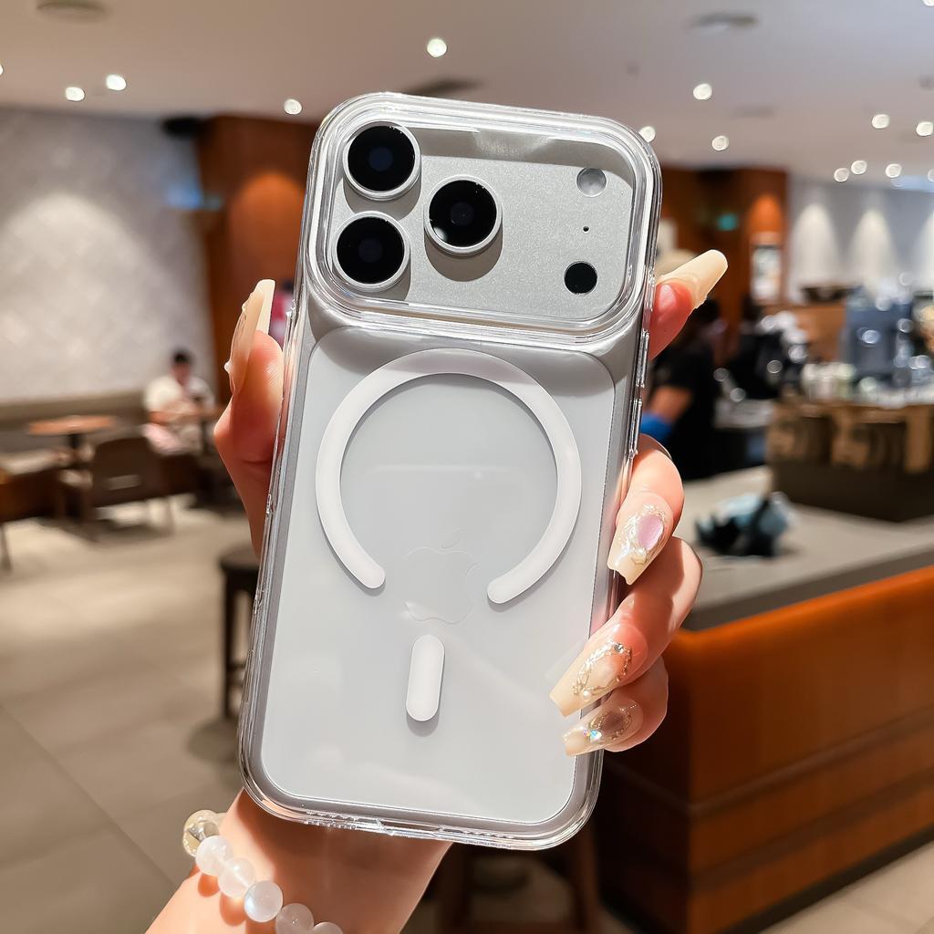 Подходит для чехла мобильного телефона iPhone17PROMAX, высокая прозрачность, магнитное притяжение в виде вопросительного знака, не желтеет, для Apple 16/15, жесткий и противоударный.