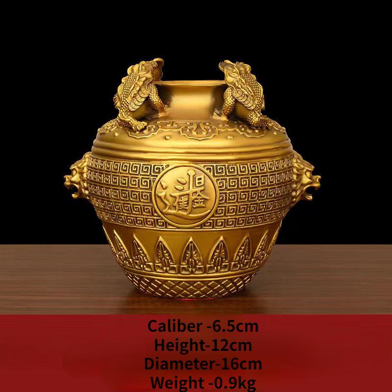Медно-золотая чаша-жаба Чжаоцай Четыре стороны алтаря богатства Украшения денежная банка Гостиная Дом Открытие магазина Ремесла