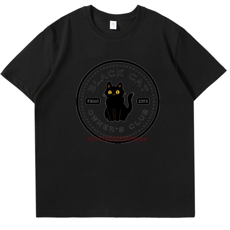 Halloween Funny Black Cat Owners Club Graphic T Shirts Cotton New Shirts And Tshirts Fashion Summer Mens Print T Shirt