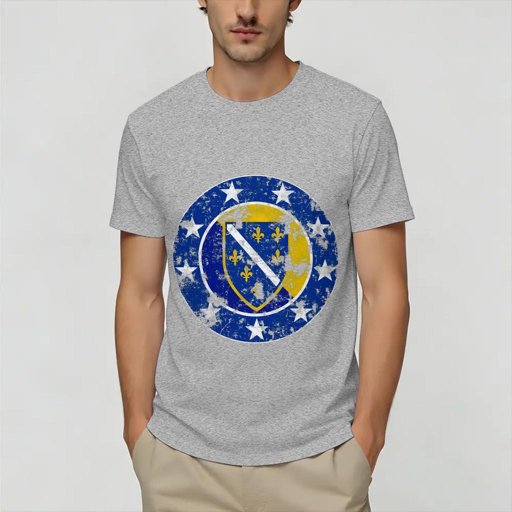 Casual Bosnia and Herzegovina Flag TShirt for Unisex Round Neck Cotton T Shirt Short Sleeve Tee Shirt Gift Idea Tops