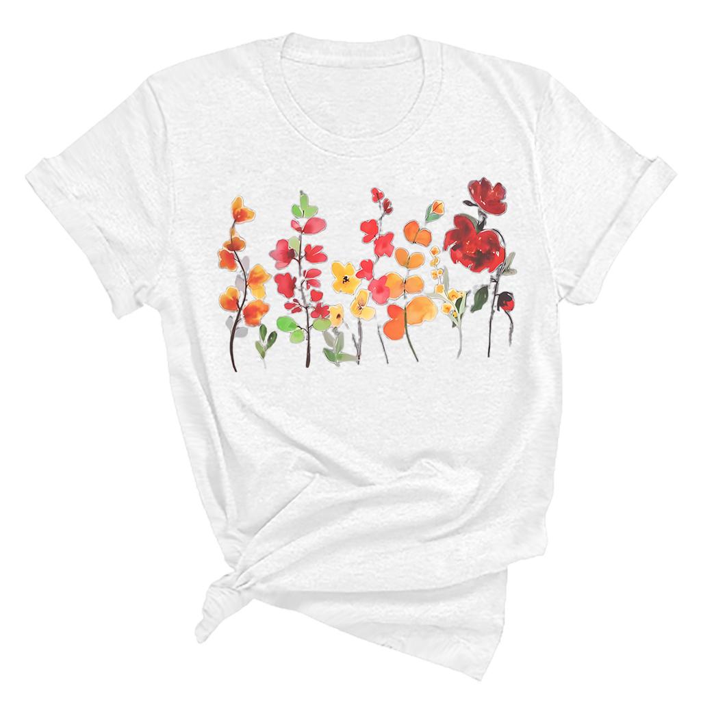 Женские топы оверсайз винтажные для девочек трендовые с принтом модные с коротким рукавом с круглым вырезом хлопковая футболка