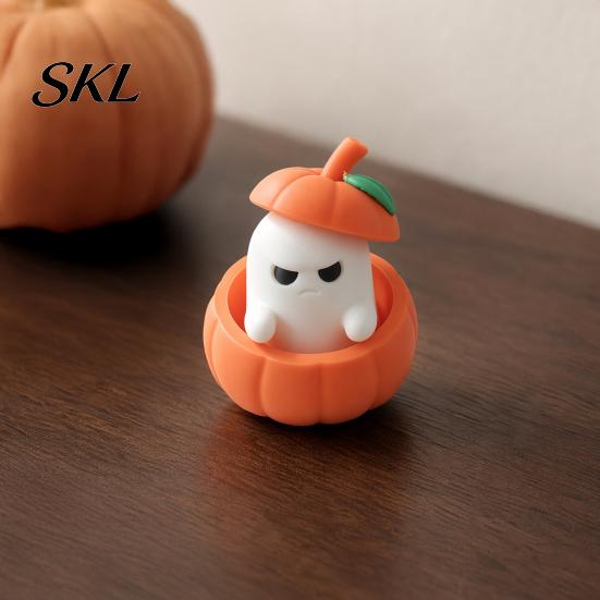 Ghost Style Decor Halloween Ornament, 3D Printed Pumpkin Design Figure, Figure Mini Desktop Decoration for Scented Candles