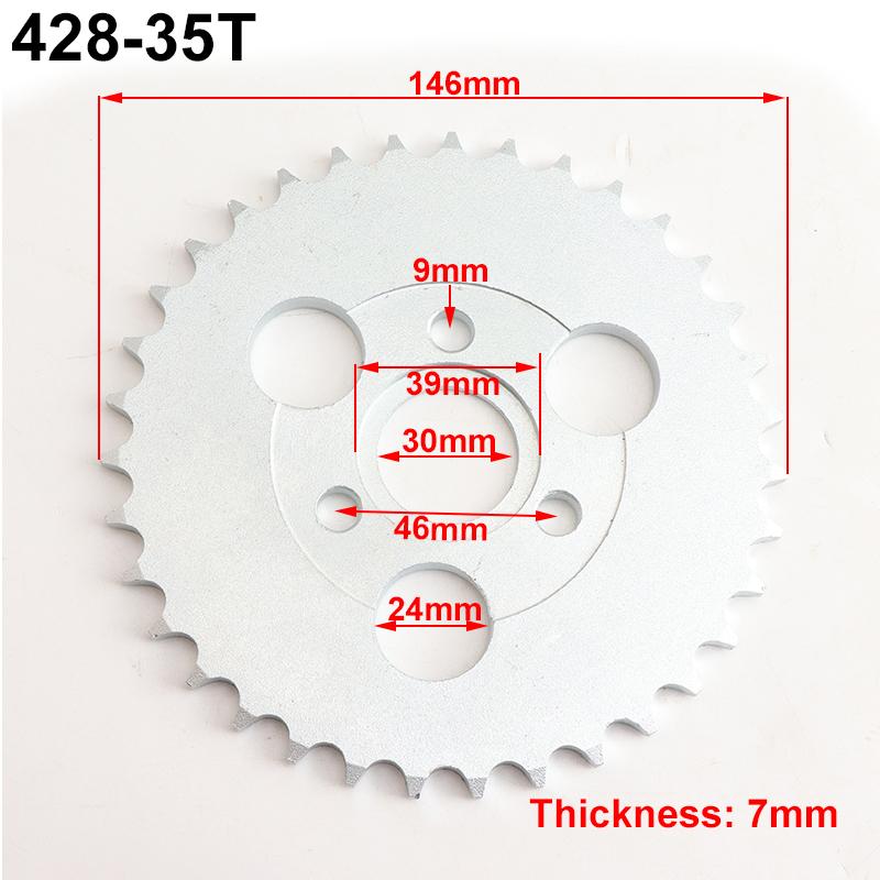 Мотоцикл 24T/26T/28T/29T/31T/35T/37T Зубьев 30 мм Задняя звезда цепи Подходит для Honda Monkey Мотоцикл Питбайк Кроссовый Мотоцикл Цепь 420/428