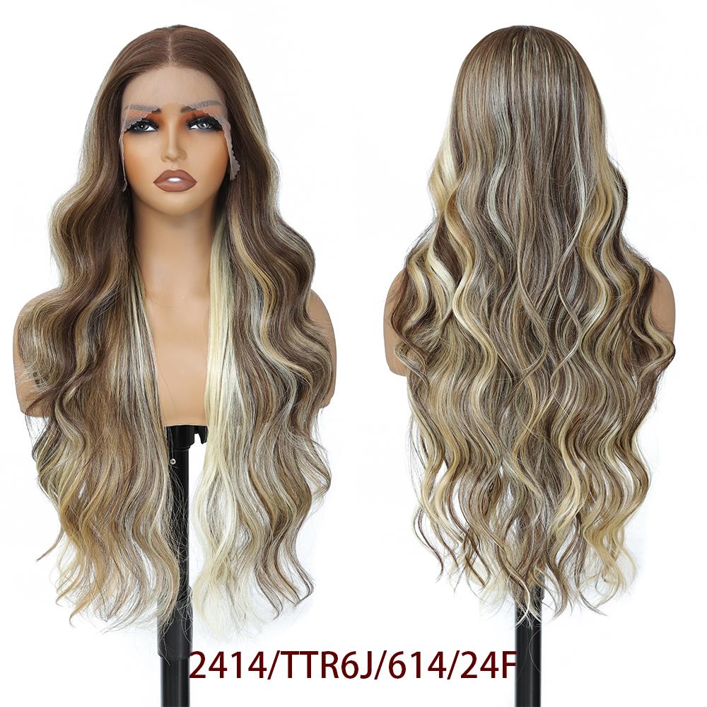 For 30inch Water Wave Glueless Lace Front Wigs 13x4 Synthetic Transparent Lace Curly Wig Heat Resistant Women Daily Use