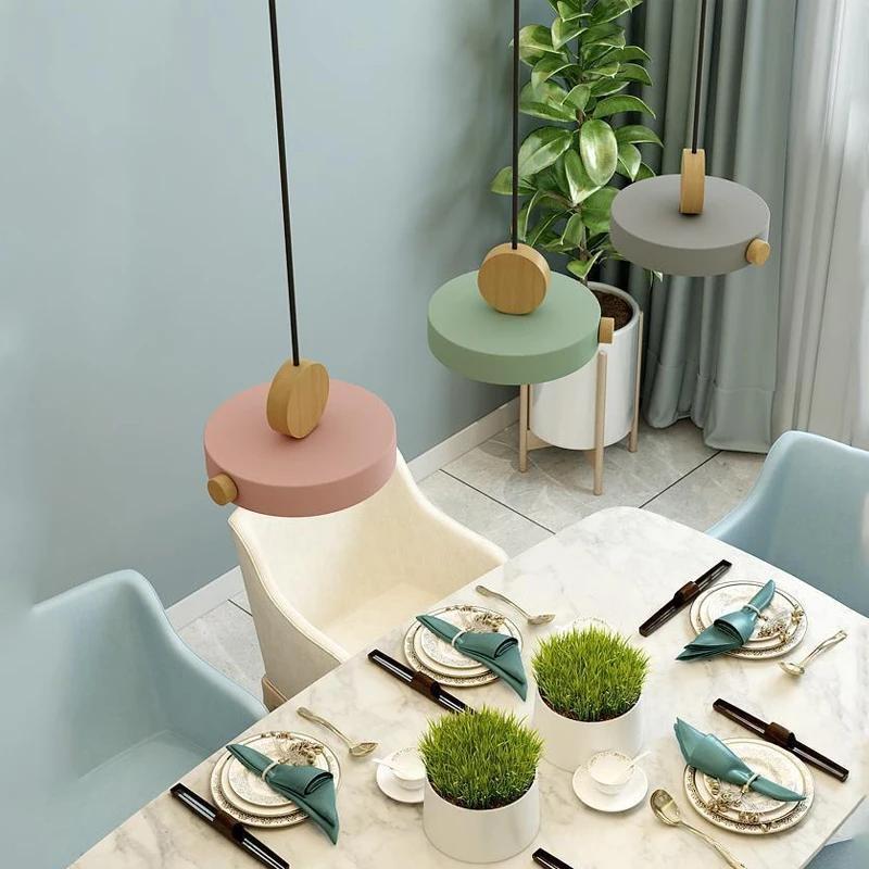 Подвесной светильник для обеденного стола в скандинавском стиле, современная трехцветная люстра с затемнением, украшения для баров и ресторанов, прикроватный светильник для спальни