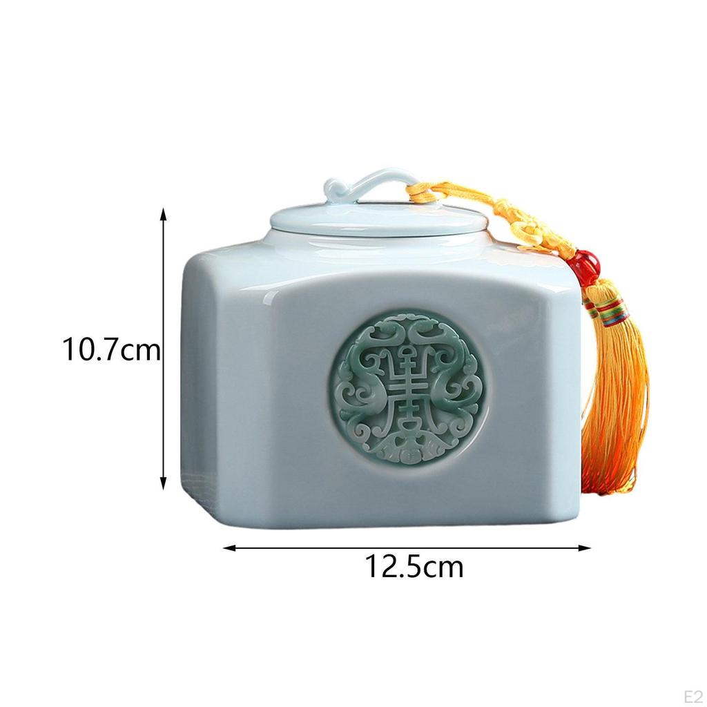 Керамический контейнер для чая, жестяная фарфоровая банка с кисточкой для гостиной дома