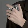 Винтажные кольца из искусственного оникса для мужчин, темперамент, нержавеющая сталь, регулируемое открытое кольцо, серебристый цвет, панк-украшения, подарки