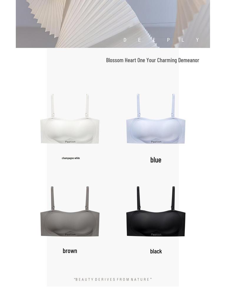 Seamless Push-Up Strapless Bandeau Bra for Women - Anti-Slip, Non-Drop, Backless Design, Enhances Small Chest