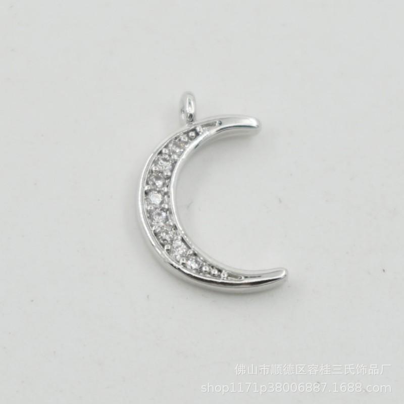 10 Pcs/lot Cute Moon Pendant Micro Inlaid Zircon Accessories DIY Bracelet Necklace Charms for Jewelry Making
