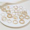 22-Piece Geometric Heart & Butterfly Leaf Ring Set