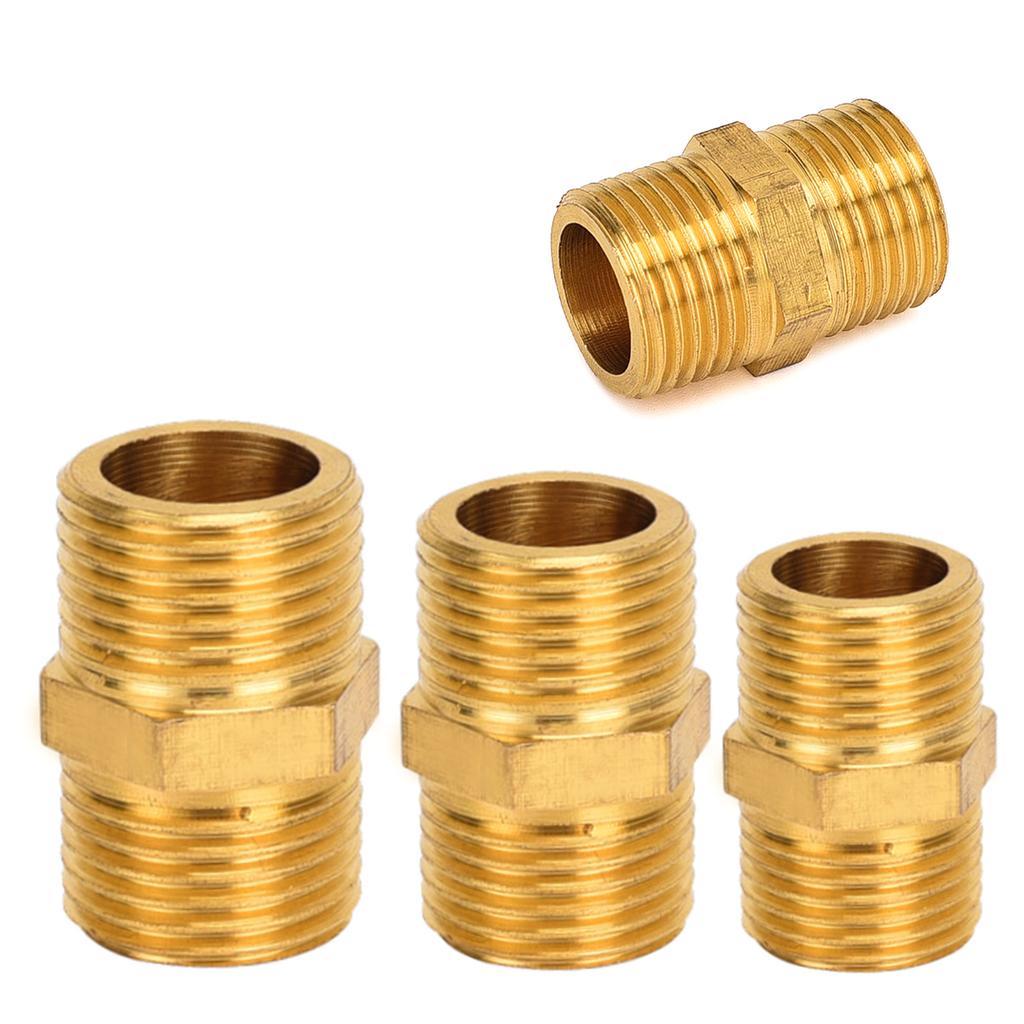 Set of 4 Hexagonal Pipe Joints Male Thread Double Nipples Pipe Coupling Set Quick Fixing for Plumbing Applications