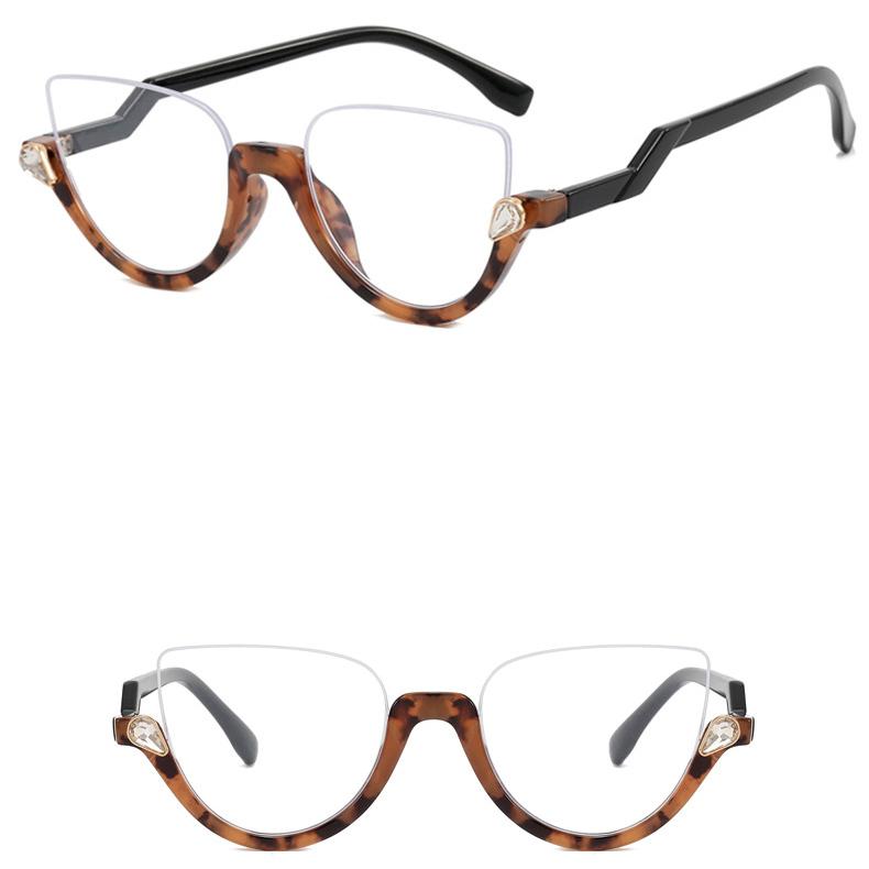 Новые женские треугольные очки в оправе, модные, индивидуальные, ретро, классические, с бриллиантами, полуоправа, простые очки