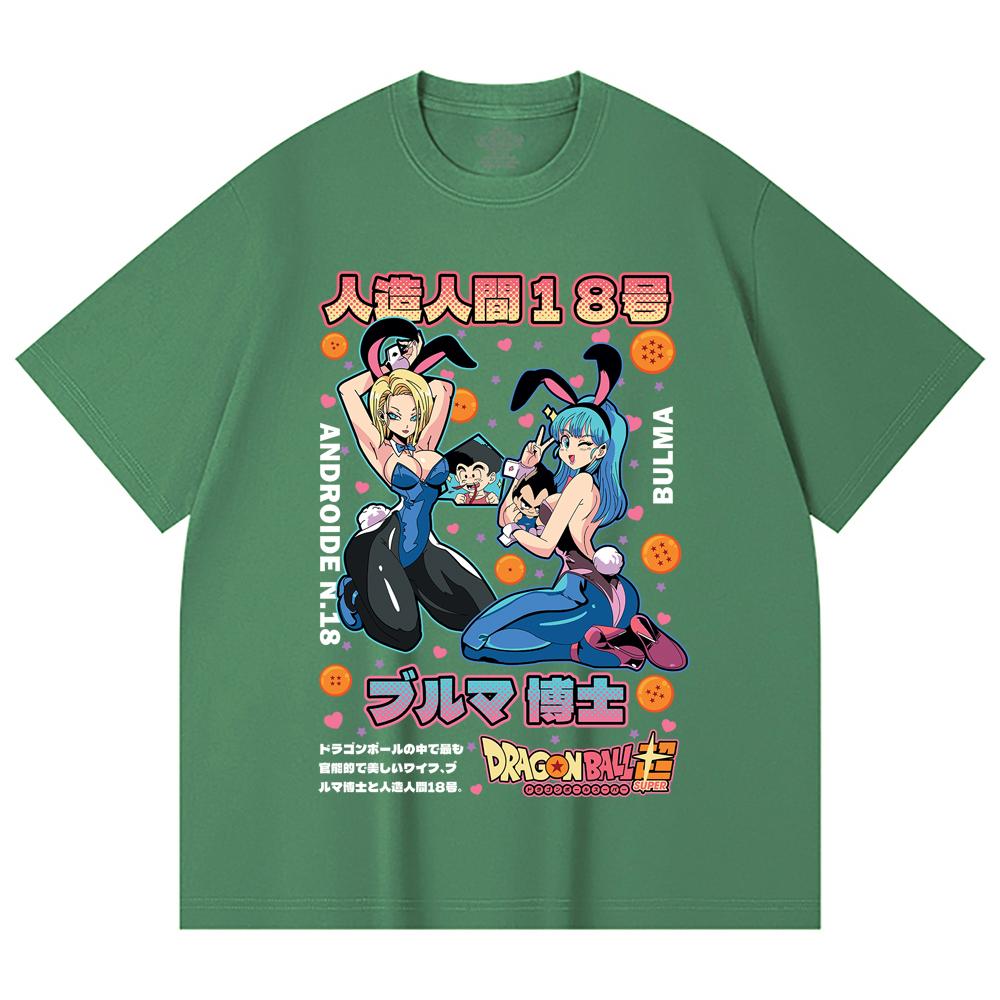230 г/м² 100% хлопок Dragon Ball V26 Бульма Андроид Принт Унисекс Тяжелая хлопковая футболка