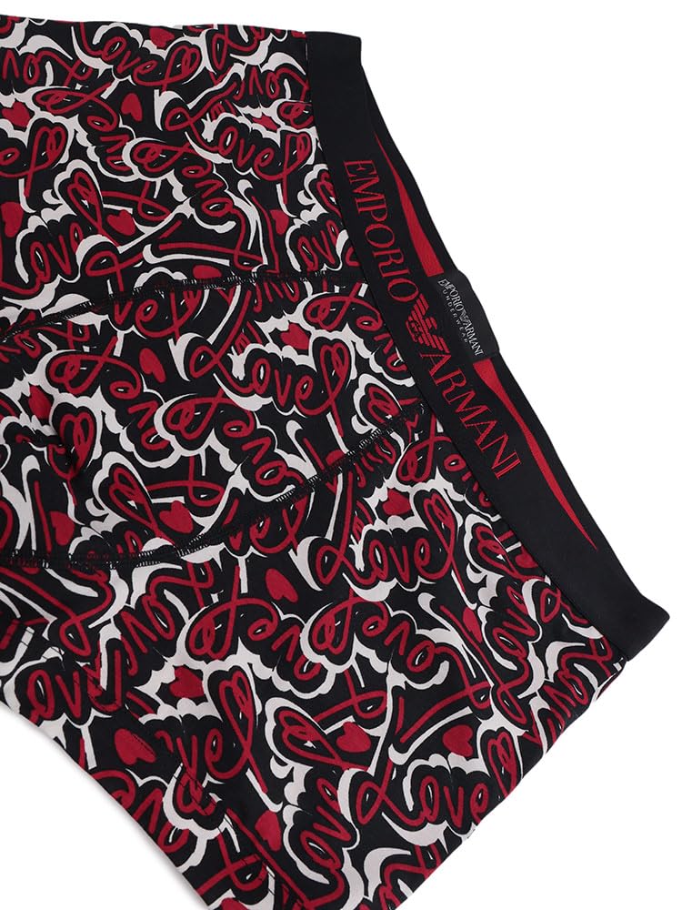 Emporio Armani День святого Валентина Боксеры-слипы с принтом по всей поверхности и однотонные, с застежкой спереди (Набор из 2) [EAUEM253AF14859] Черный/L [Параллельный импорт]