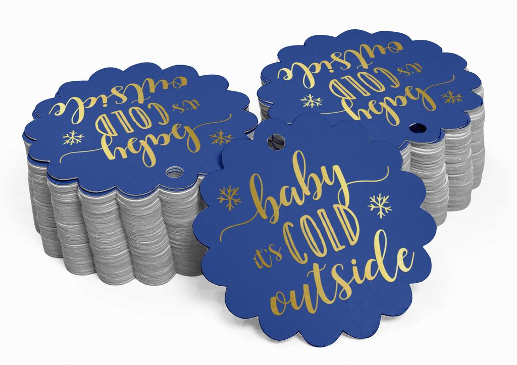 Inkdotpot Gold Foil Paper Hang Tags Baby It's Cold Outside Baby Shower Favor Tags 100