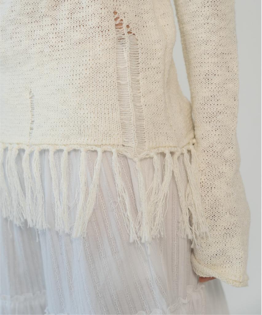 ZIZEMUSEUM Vintage Fringe Knit (Ivory)