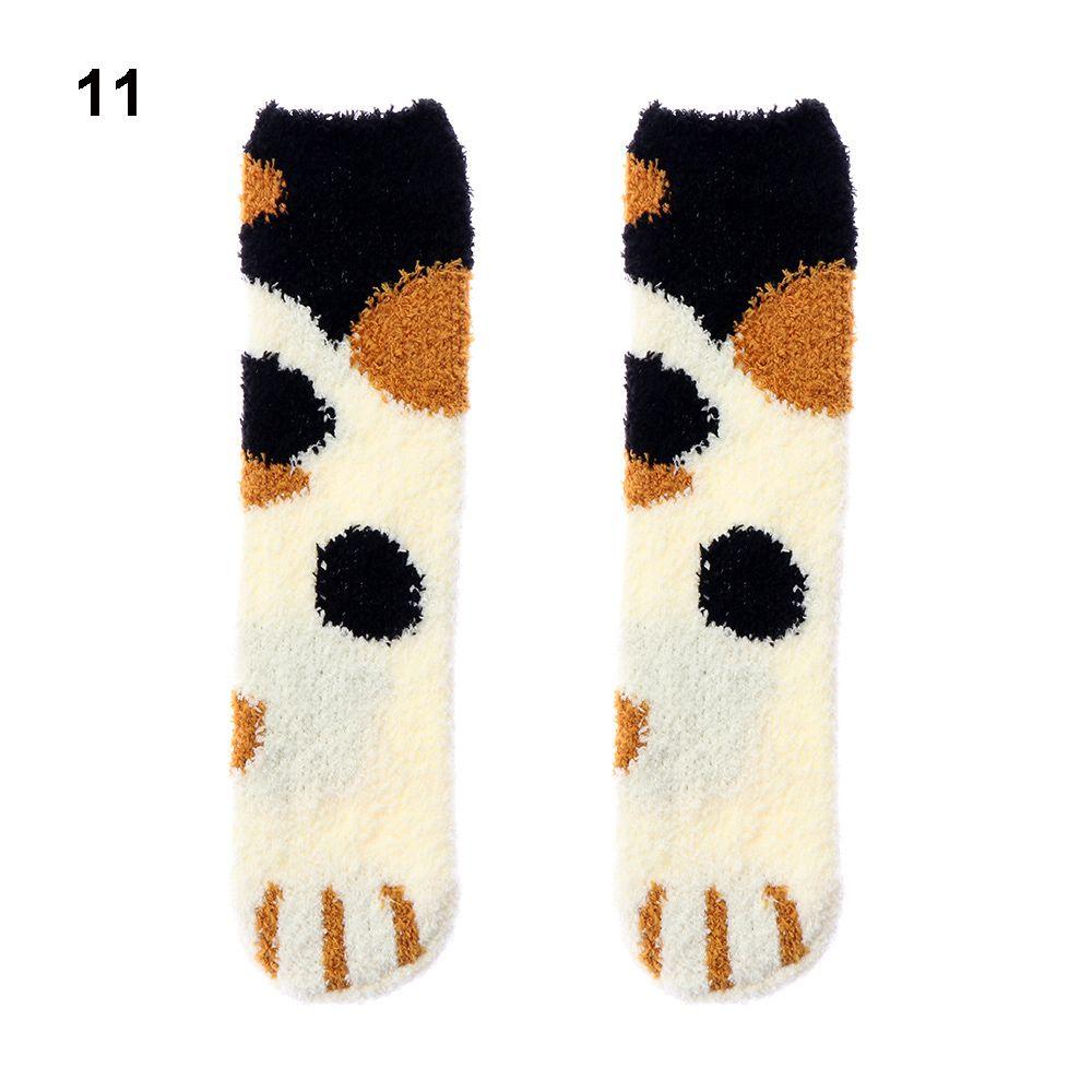 gift Fluffy Thickening Plush Sleep Bed Sock Floor Socks Cashmere Sox Coral velvet socks Paw pattern