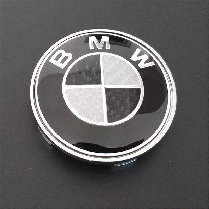 Logo Bmw For Real Carbon Fiber Black Silver 74mm Hood Trunk Badge Emblem