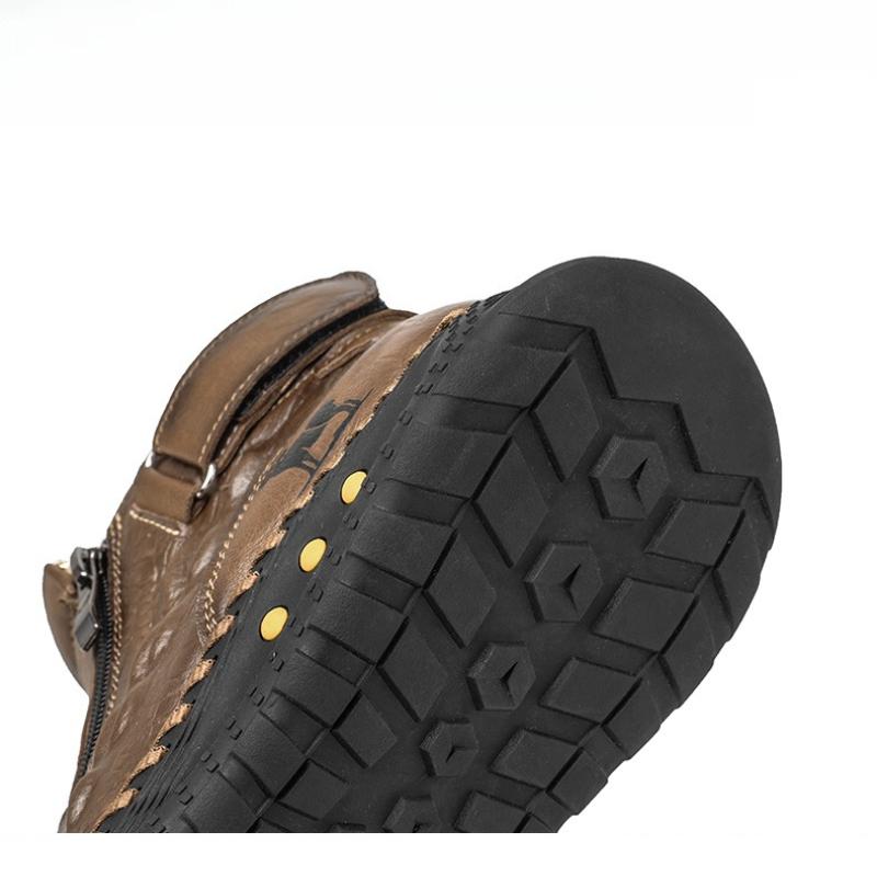 Classic Handmade Leather Boots for Men Fashion Outdoor Casual Ankle Boots Comfort Slip On Driving Shoes Men's Boots