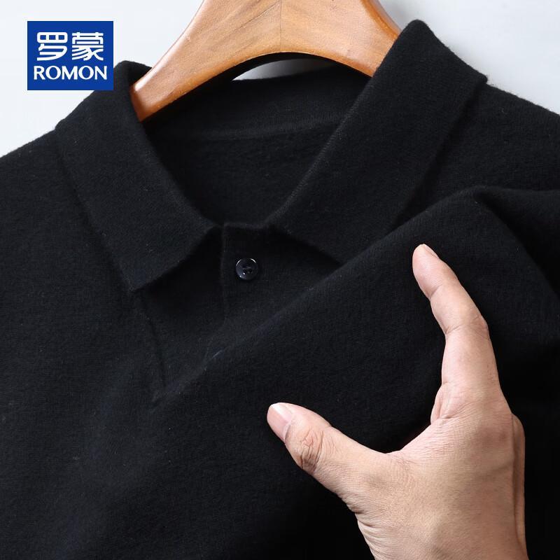 Romon Men's 100% Pure Wool Polo Collar Sweater