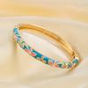 Lightweight Metal Cloisonne Floral Bangle Rhinestone Thin Bracelet  Holiday Presents