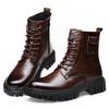 Мужские теплые кожаные ботинки Martin: Модный, высокий, с боковой молнией, повседневный универсальный стиль